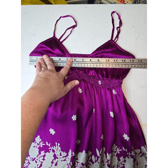 VTG Y2K Express Purple & White Floral Silk Blend Babydoll Dress XS - Picture 6 of 7